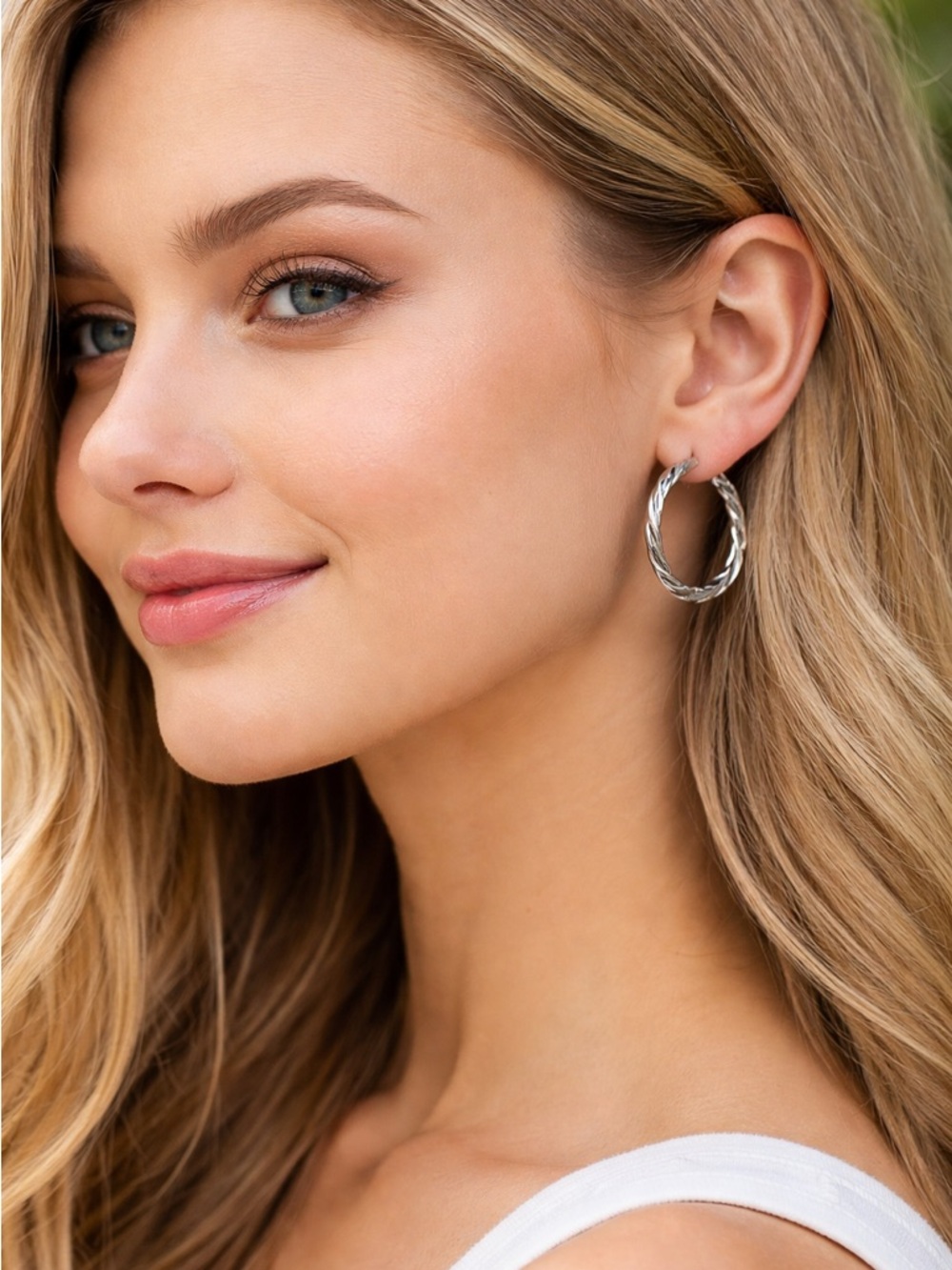 Gold plated Sterling Silver Twisted Hoop Earrings